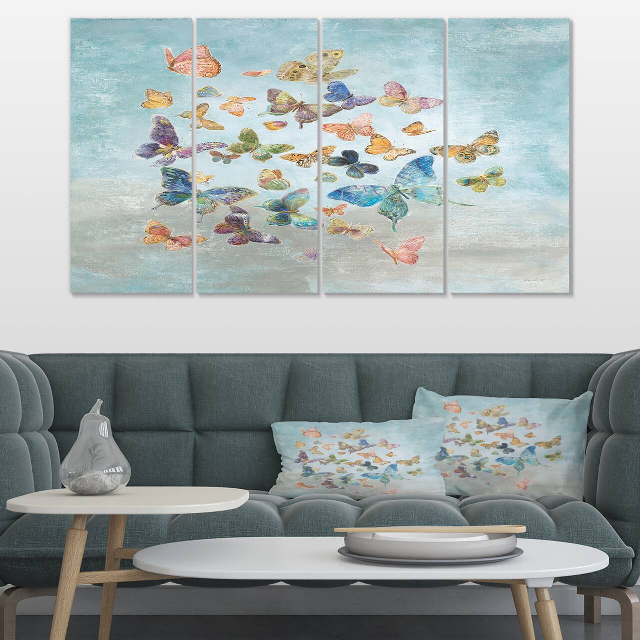Designart - Butterflies Dancing I - Wildlife Canvas Artwork